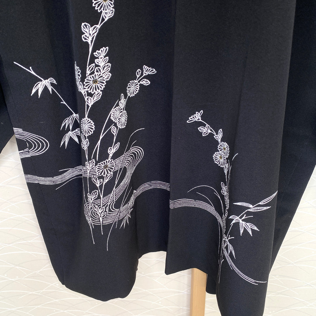 Vintage Silk haori || Elegant Deep Black