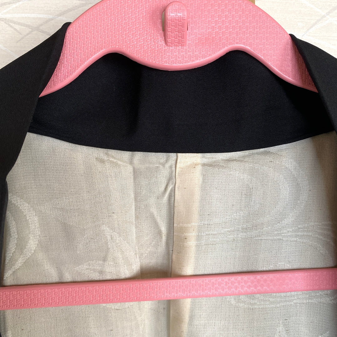Vintage Silk Haori Jacket | Perfect Deep Black Flowers