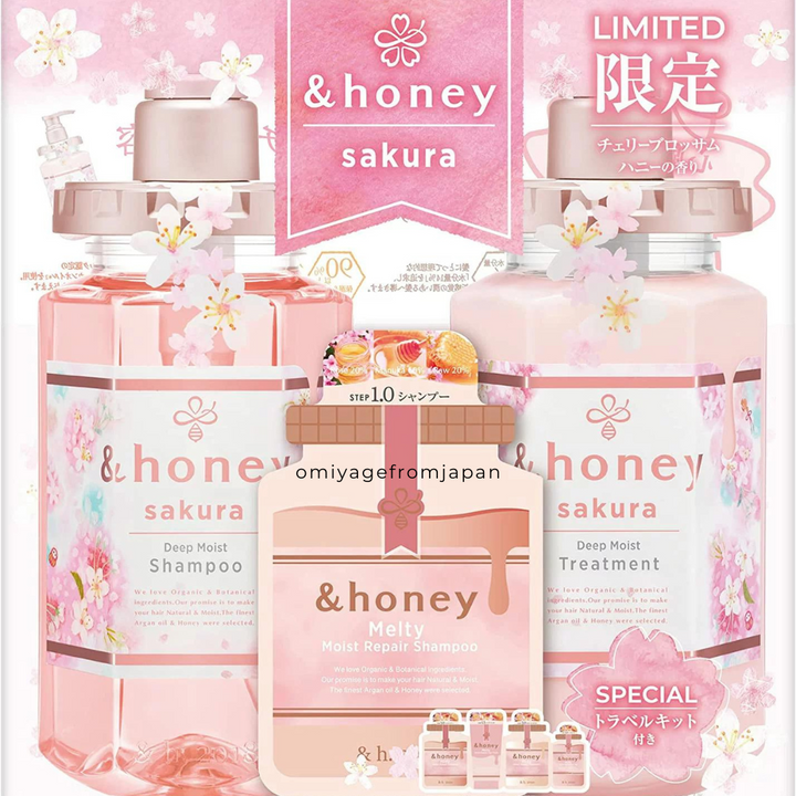 Honey Sakura Deep Moist Limited Set | Shampoo/Treatment/4STEP Travel Kit
