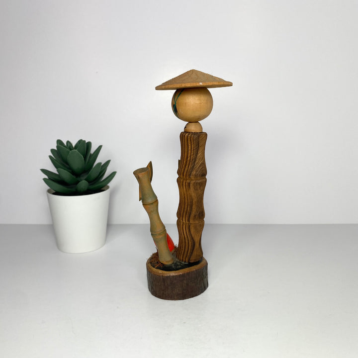 Vintage Kokeshi Doll | Farmer and Bamboo