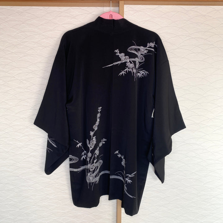 Vintage Silk haori || Elegant Deep Black