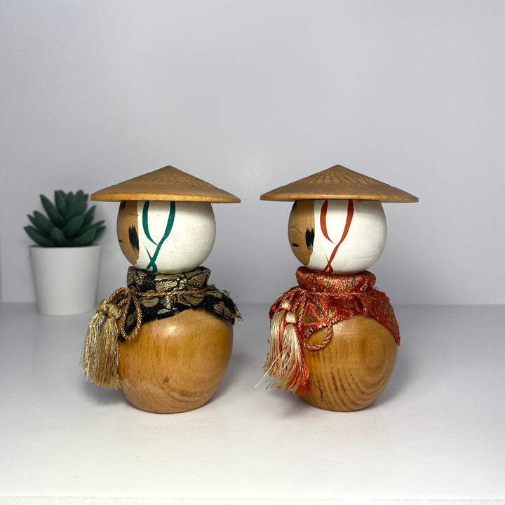 Pair of Vintage Kokeshi Dolls | Sake Bottles