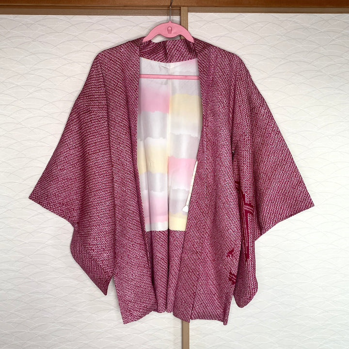 Vintage Shibori Haori Jacket | Beetroot Shade