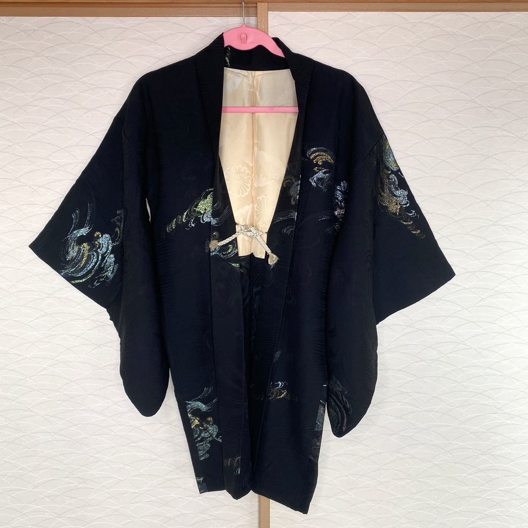 Vintage Silk Haori Jacket | Perfect Deep Black