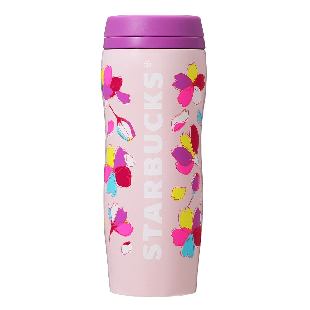 Starbucks Sakura 2024: Carved Stainless Steel Bottle Colorful Petal 355ml