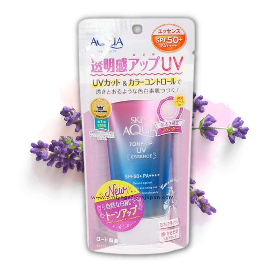 Rohto Skin Aqua Tone Up UV Essence Color Correcting SPF50+ Lavender