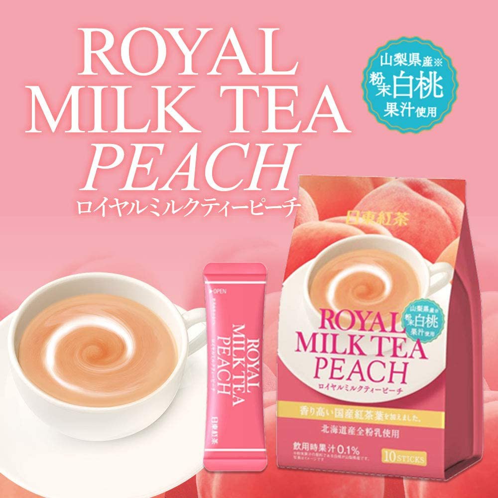 Nitto Japanese Black Royal Milk Tea Peach 10 Sticks (140 grams) - Japanese Green Tea Shop Sugoi Japanstore matcha omiyage